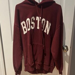 Brandy Melville Boston Maroon Hoodie Sweater